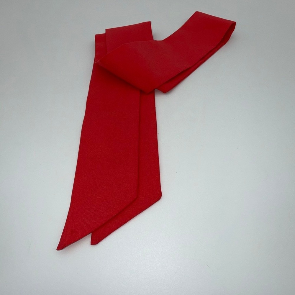Vintage Red Neck Scarf 42x3 Oblong Skinny Mod Uniform Flight Attendant Retro